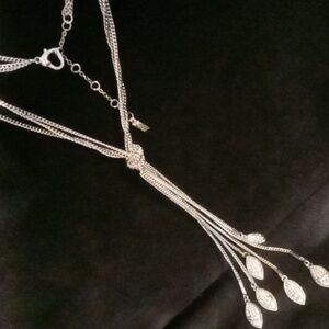 Tory burch multi strand lariet necklace crystal tassels 3 strand 20+4 inches lon